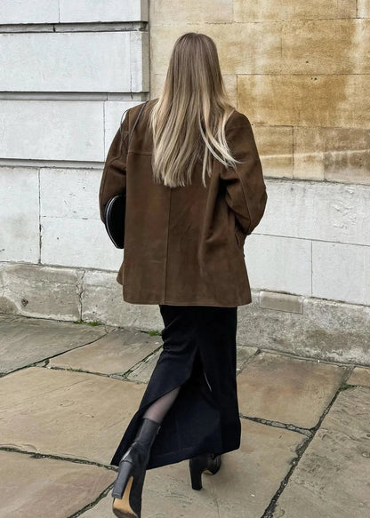 Retro Turn-down Collar Coat - Statement Piece