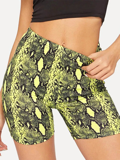 Summer Shorts New Snake Print High Waist Shorts Elastic Waist Short Trousers Trousers Pantalones Cortos Mujer