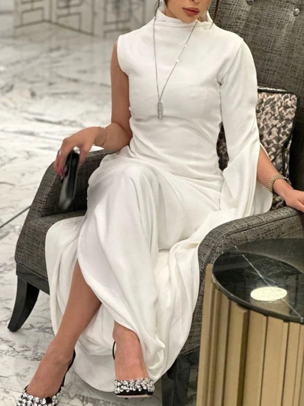 Color Split-side All-match Flying Sleeves Maxi Dresses