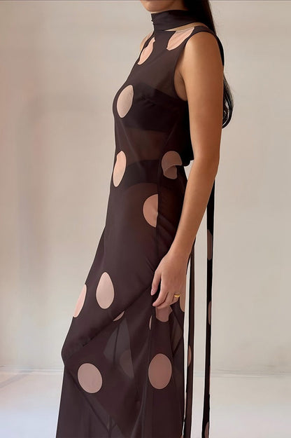 Polka Dot Sleeveless Bodycon Maxi Dress