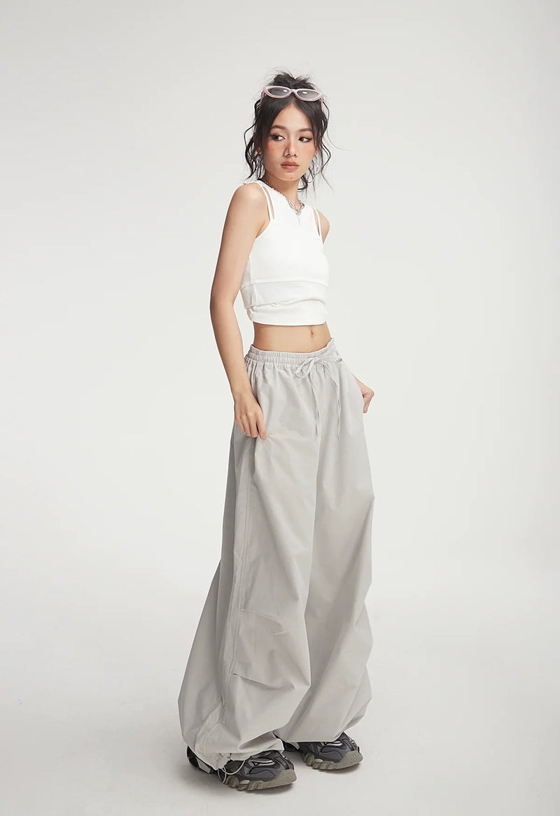 Balloon Drawstring Palazzo Pants