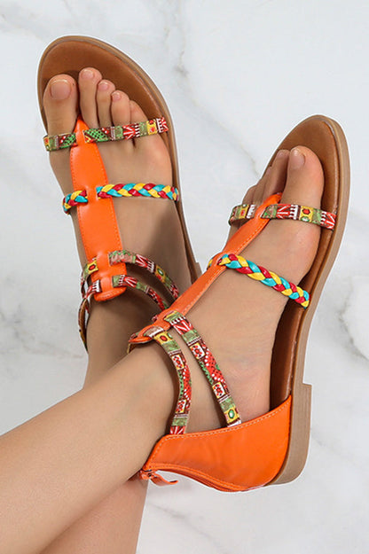 Style Patchwork Flat Sandals