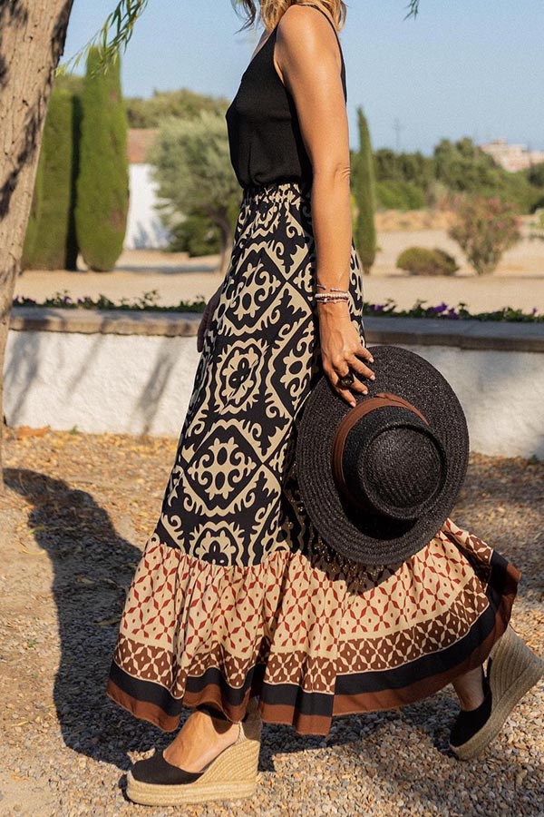 Gloria Print Loose Panel Swing Skirt