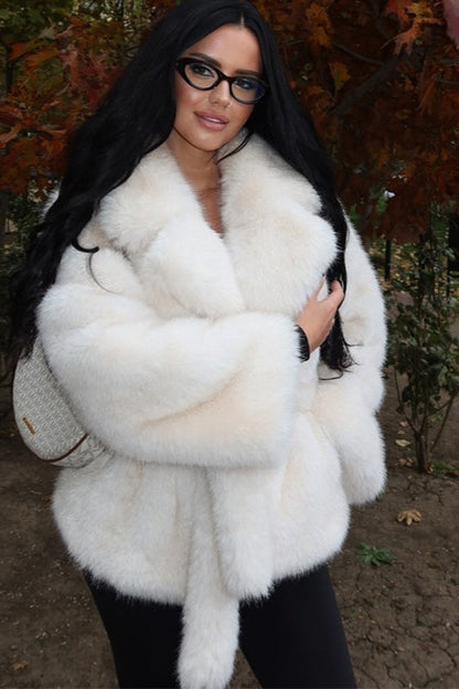 Color Cropped Fur Coat