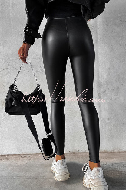 Style Note Faux Leather Legging Pants Elastic