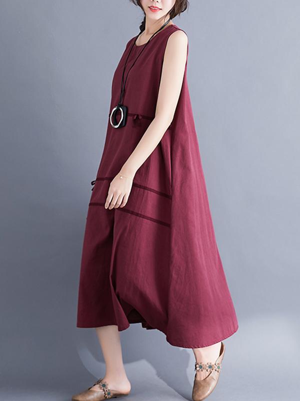Sleeveless A-line Long Dress