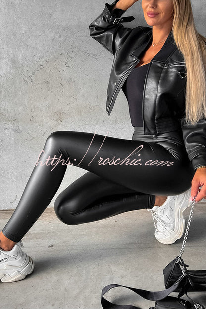 Style Note Faux Leather Legging Pants Elastic