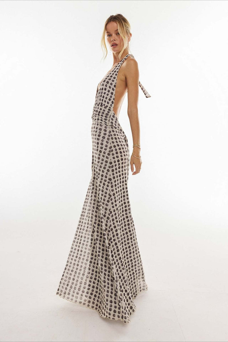 Halter Neck Backless Bodycon Maxi Dress
