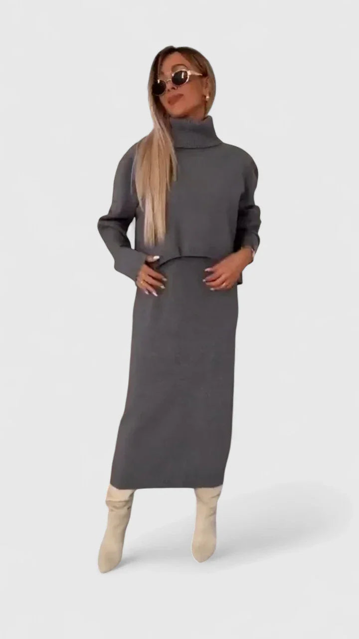 Chrystahl | Dress and Turtle Neck Sweater Set