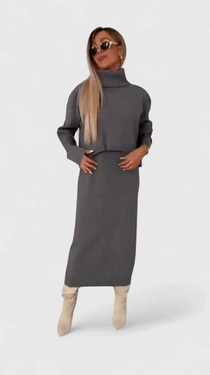 Chrystahl | Dress and Turtle Neck Sweater Set