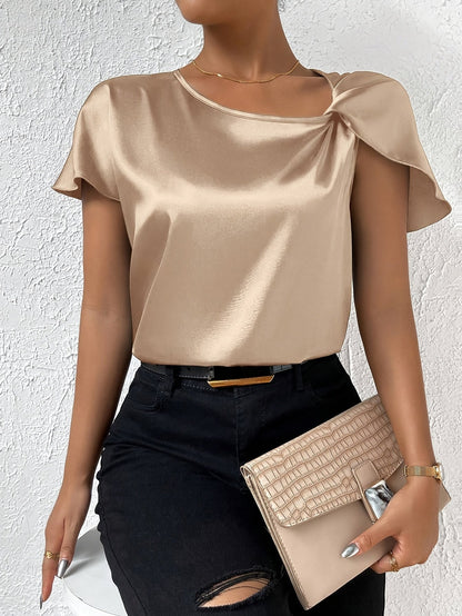 Leasa - Forward Shoulder Accent Blouse