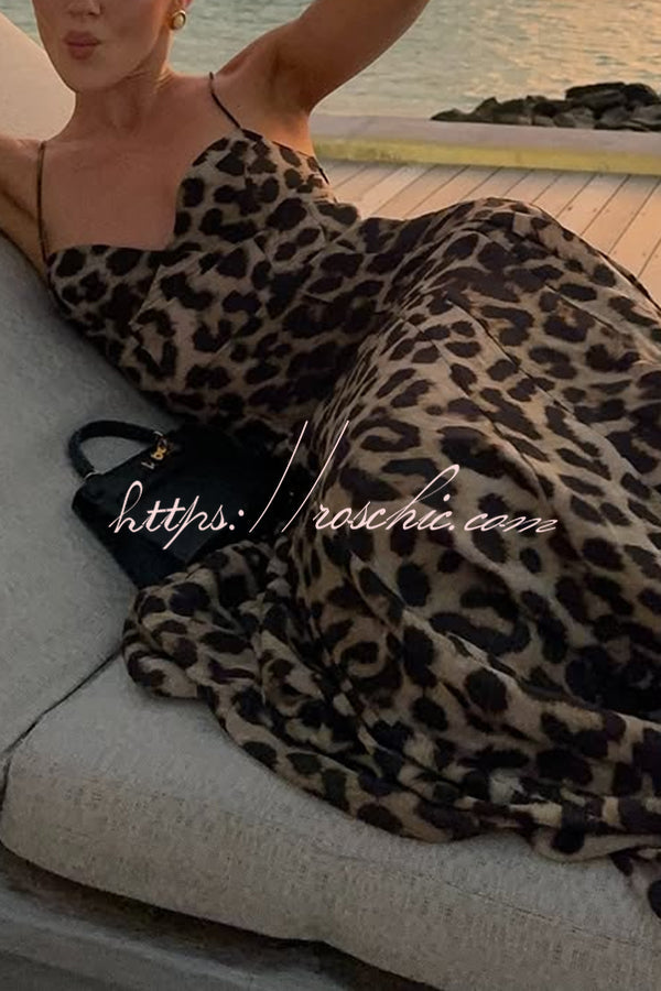In the Maldives Leopard Waisted A-line Slip Maxi Dress