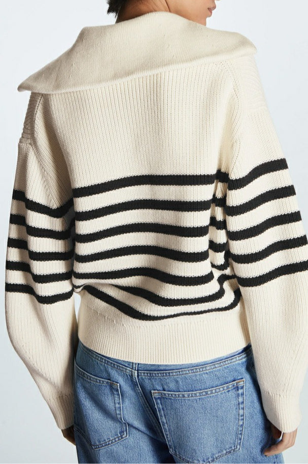 Wool Blend Open Collar Sweater