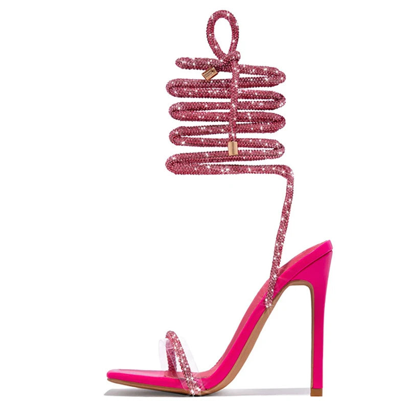 Liyke Gold Crystal Ankle Cross Strap Sandals – ’s Summer Party Wedding Banquet Shoes