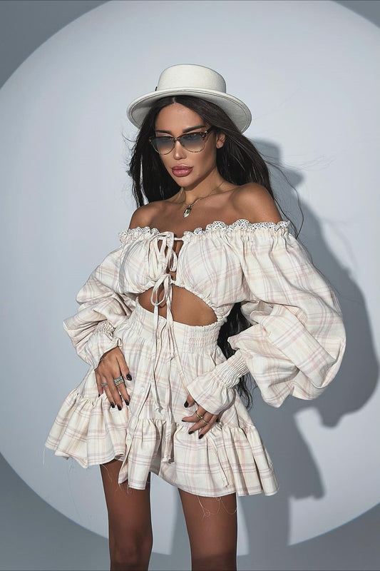 Cutout Lace Off-the-shoulder Mini Dress