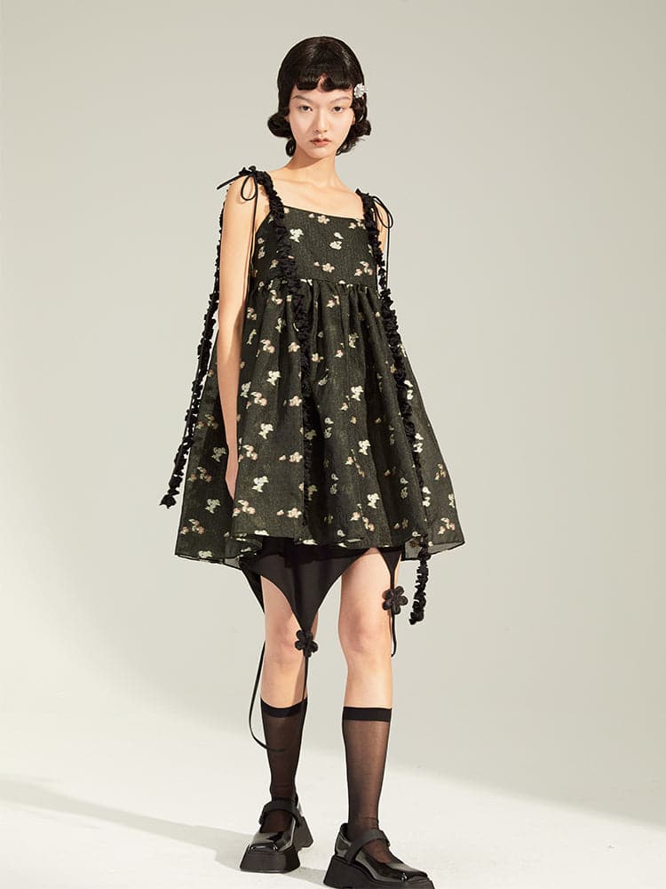 Princess Lace Jacquard Dress With Delicate Straps
