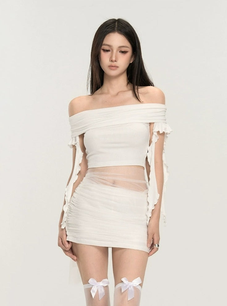 Off-shoulder Ruched Blouse