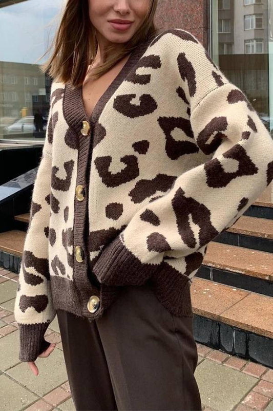 Soft Thick Leopard Knit Sweater Top