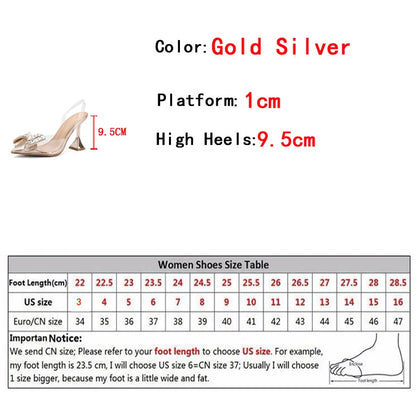 Pvc Transparent Pumps Crystal Bowknot High Heels Sandal Wedding Prom Shoes