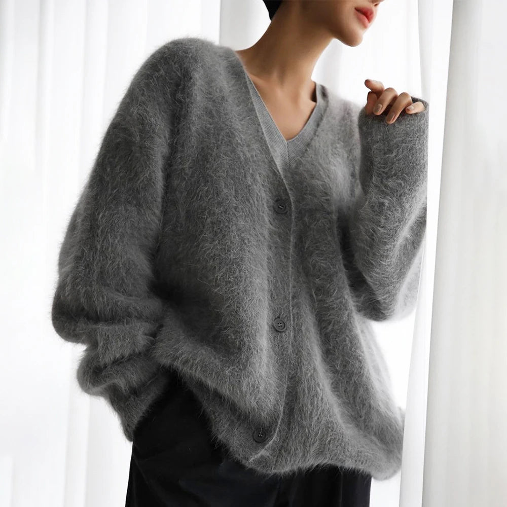 Knitted Cardigan V Nekc Loose Long Sleeve Sweater Female Autumn Winter New Cardigans