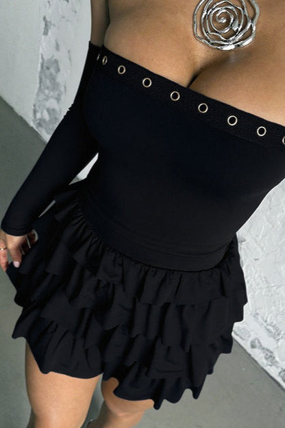 Long Sleeve Off Shoulder Mini Dress