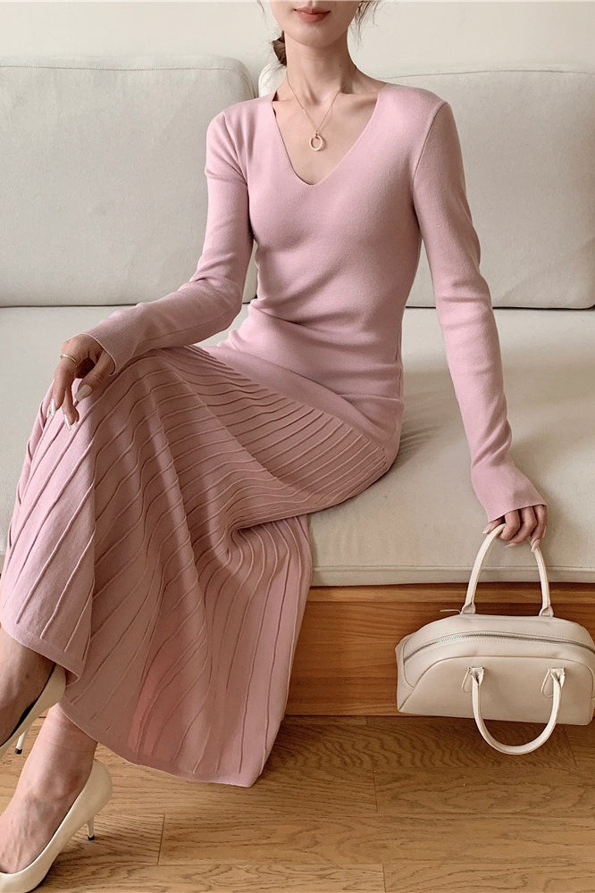 Knit Fitted Mermaid Hem Maxi Dress