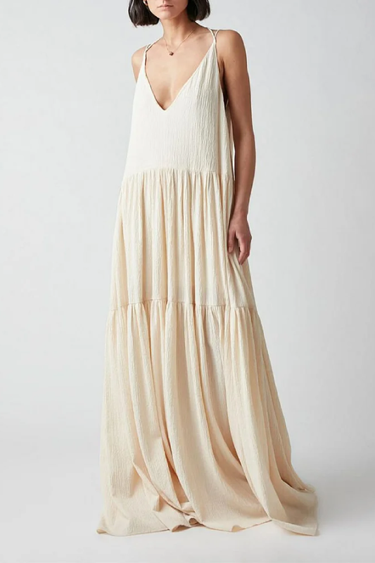 Resort Deep V-neckline Strappy Maxi Dress