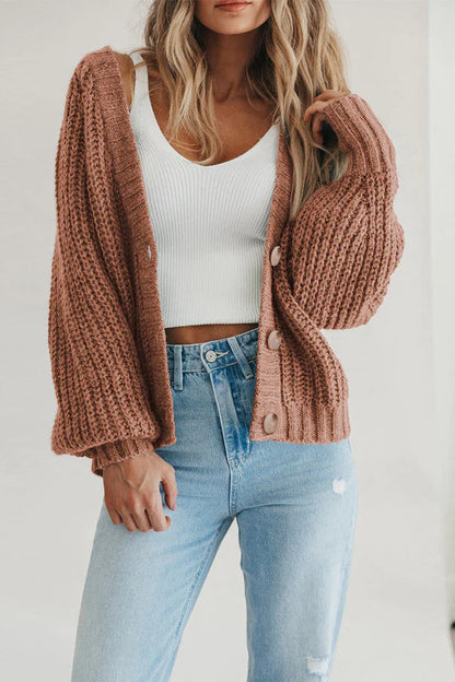 Open Front Button Down Knit Fall Sweater Cardigan