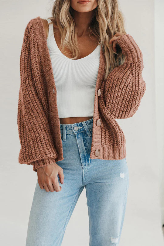 Open Front Button Down Knit Fall Sweater Cardigan
