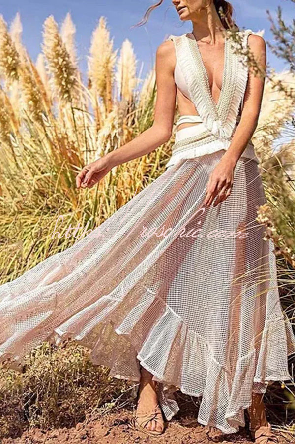 See-through Mesh Lace Resort Beach Skirt
