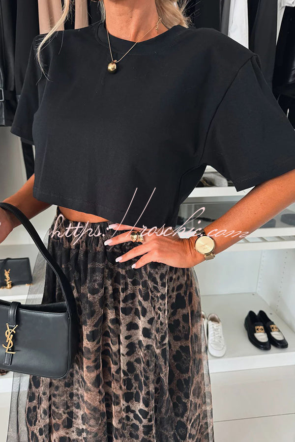 Tayshia Short Sleeve Crop Stretch T-shirt