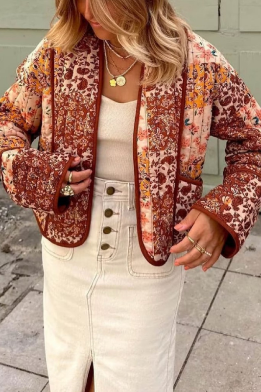Loose Short Cardigan Quilted Cotton Jacket