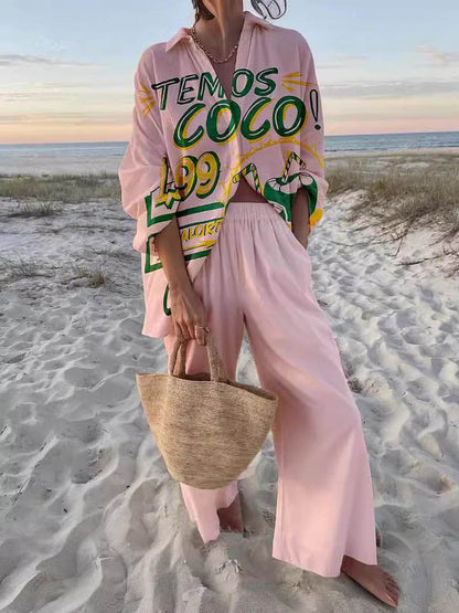 Unique Vacation Style Loose Elastic Wide-leg Pants