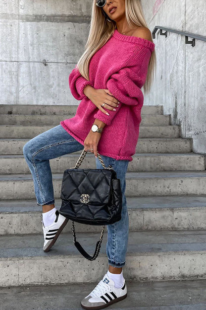 Street Atmosphere Knit Wide Neck Loose Sweater