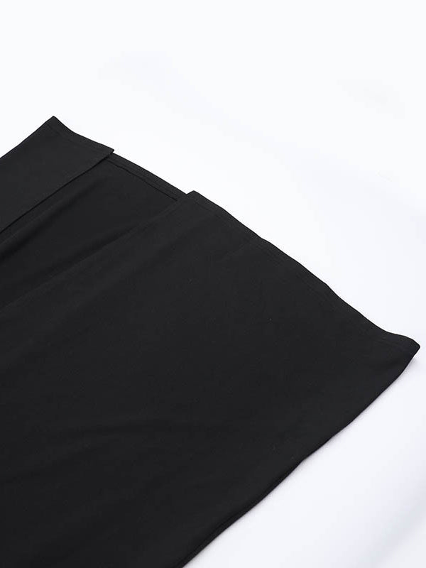 Long Sleeves Loose Asymmetric Color Split-joint Split-side Round-neck Maxi Dresses