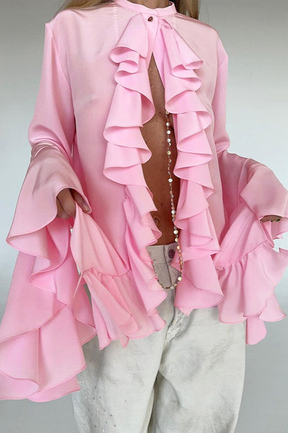 Ruffled Long-sleeve Blouse