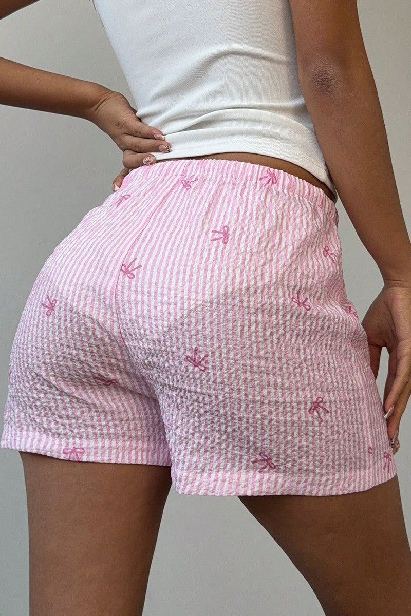 Pink Stripe Wide Leg Shorts