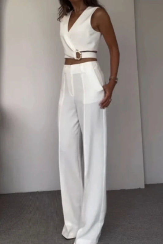 Crossover Vest \u0026 Pants Two-piece Set
