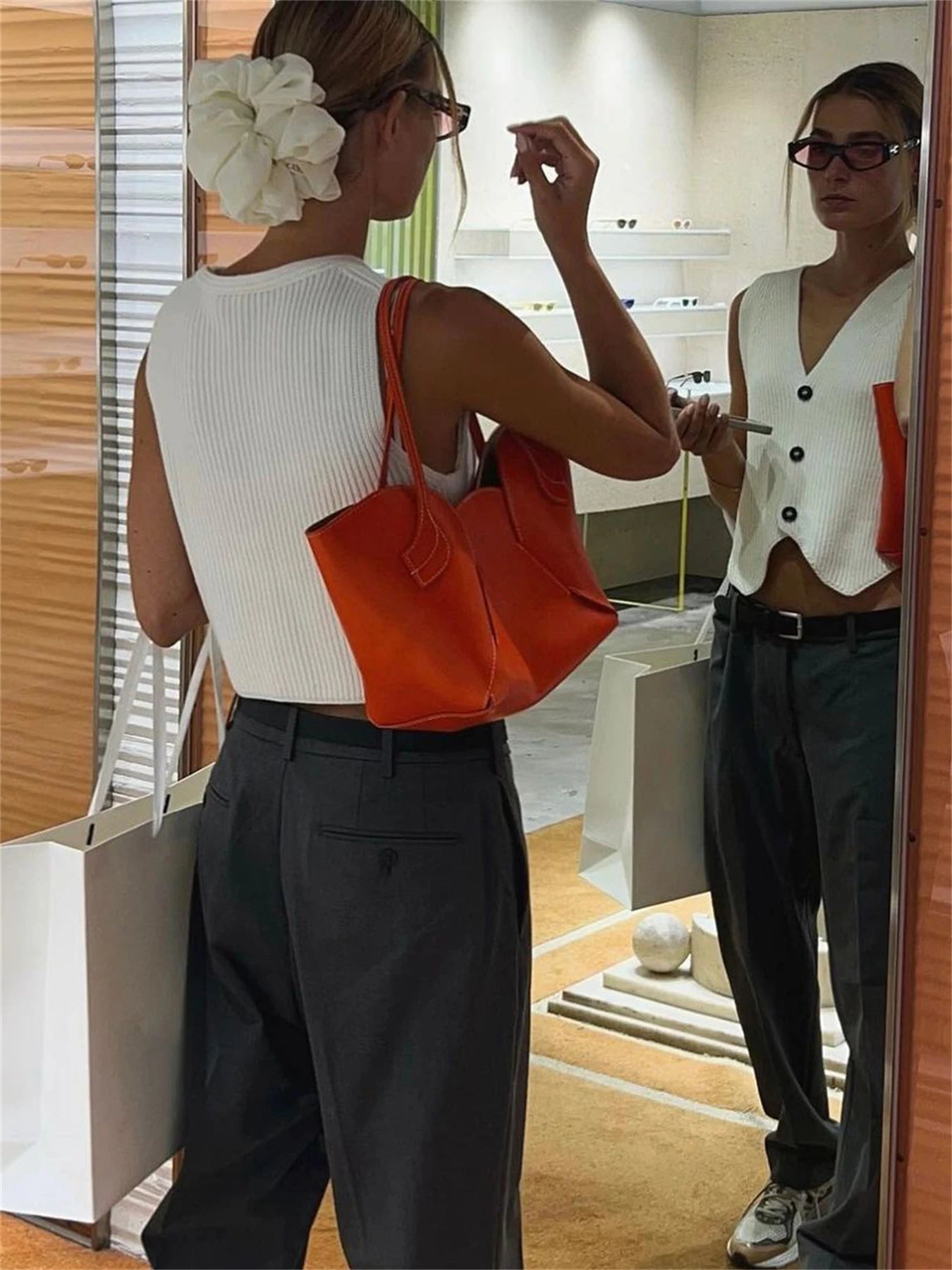 Knit Ribbed Vest Cardigan for Slim V-neck Sleeveless High Waist Outwear Female Loose Knit Vest Sweater