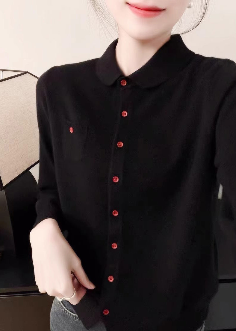 Purple Peter Pan Collar Button Knit Sweater Fall Qx036