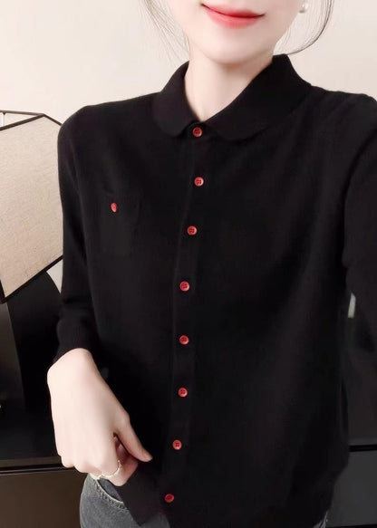 Purple Peter Pan Collar Button Knit Sweater Fall Qx036