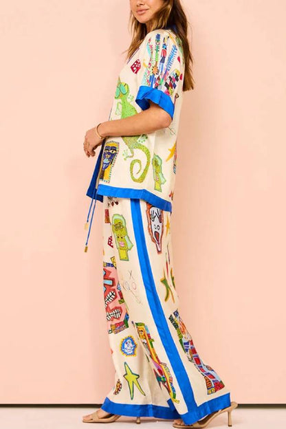 Funny Graffiti Print Two-piece Set