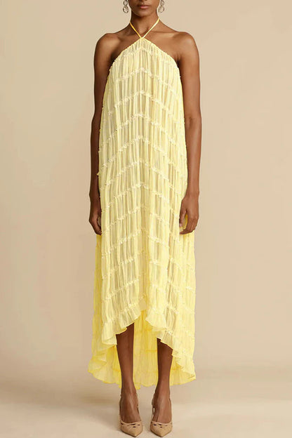 Versatility and Charm Pleated Drawstring Waist Tiered Maxi Skirt