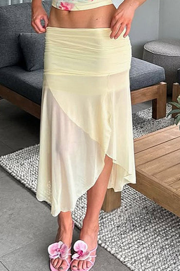 Sheer Print Low-waist Skirt