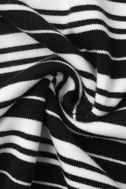 Colorblock Striped Polo Knit Sweater