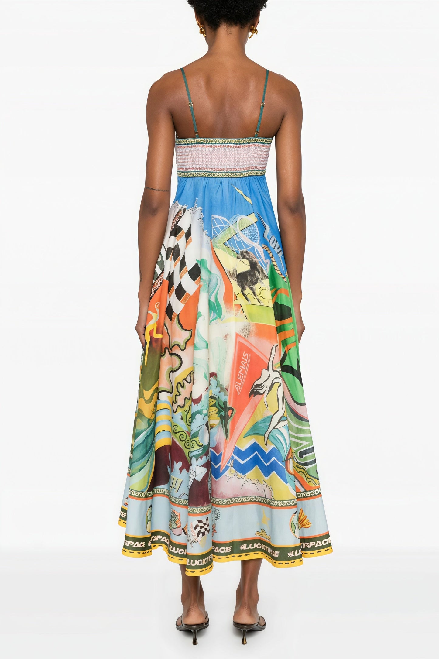 High Waist Print Cami Maxi Dress
