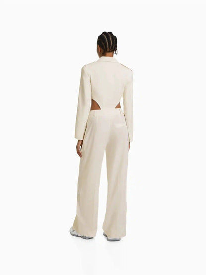 Bodysuit Style Blazer & Wide Leg Pants Coord Set