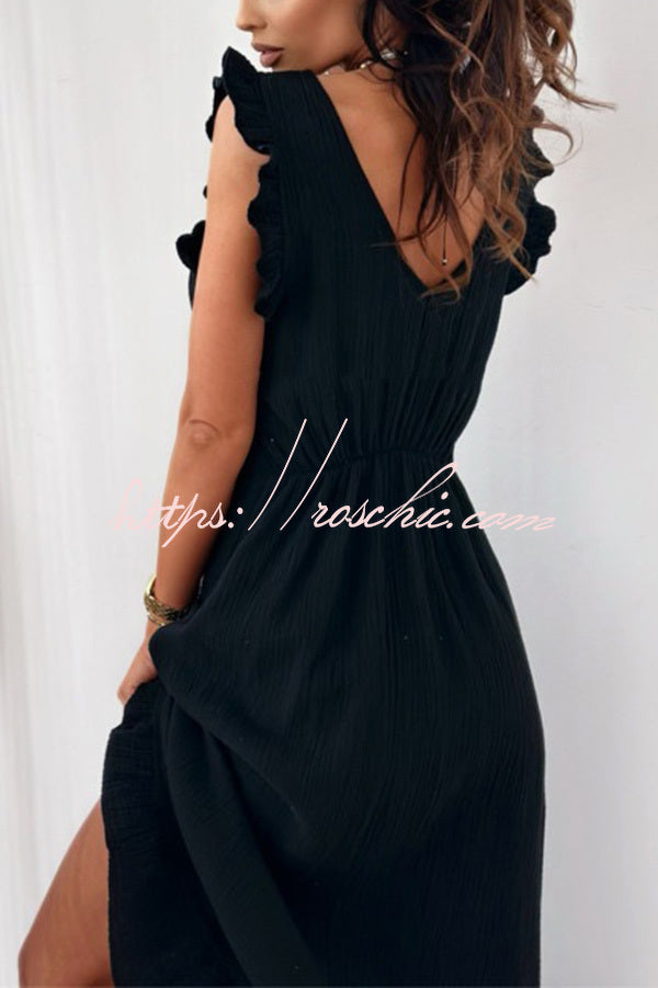 Color Sleeveless V-neck Loose Maxi Dress