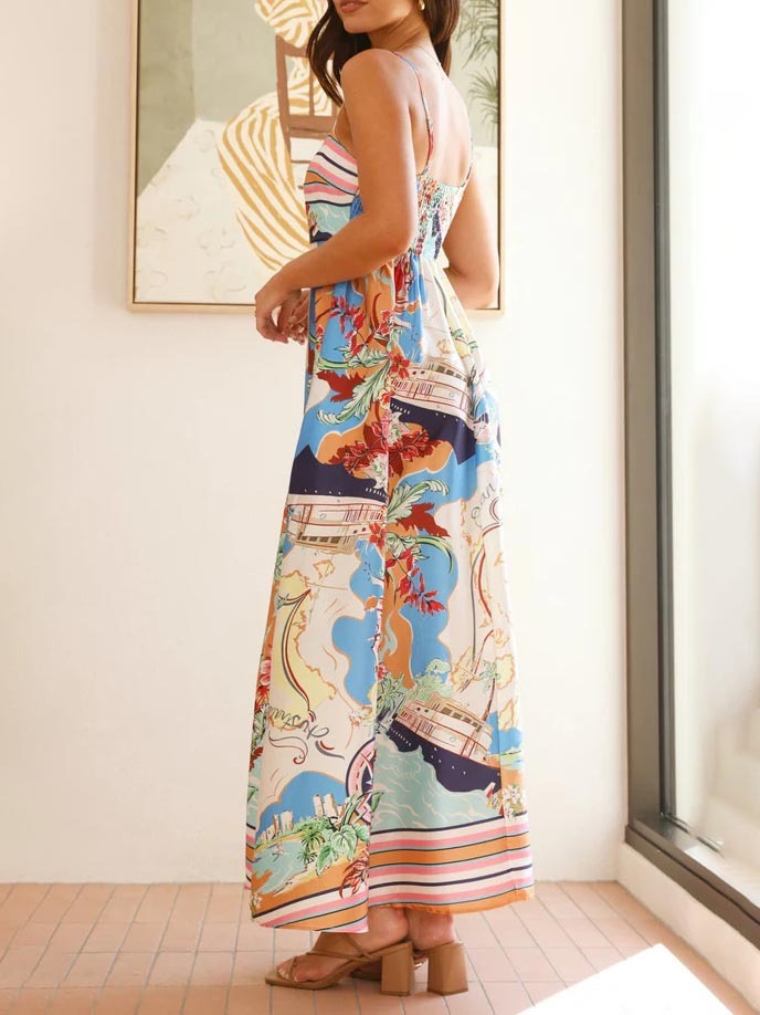 Unique Geographic Print Midi Dress