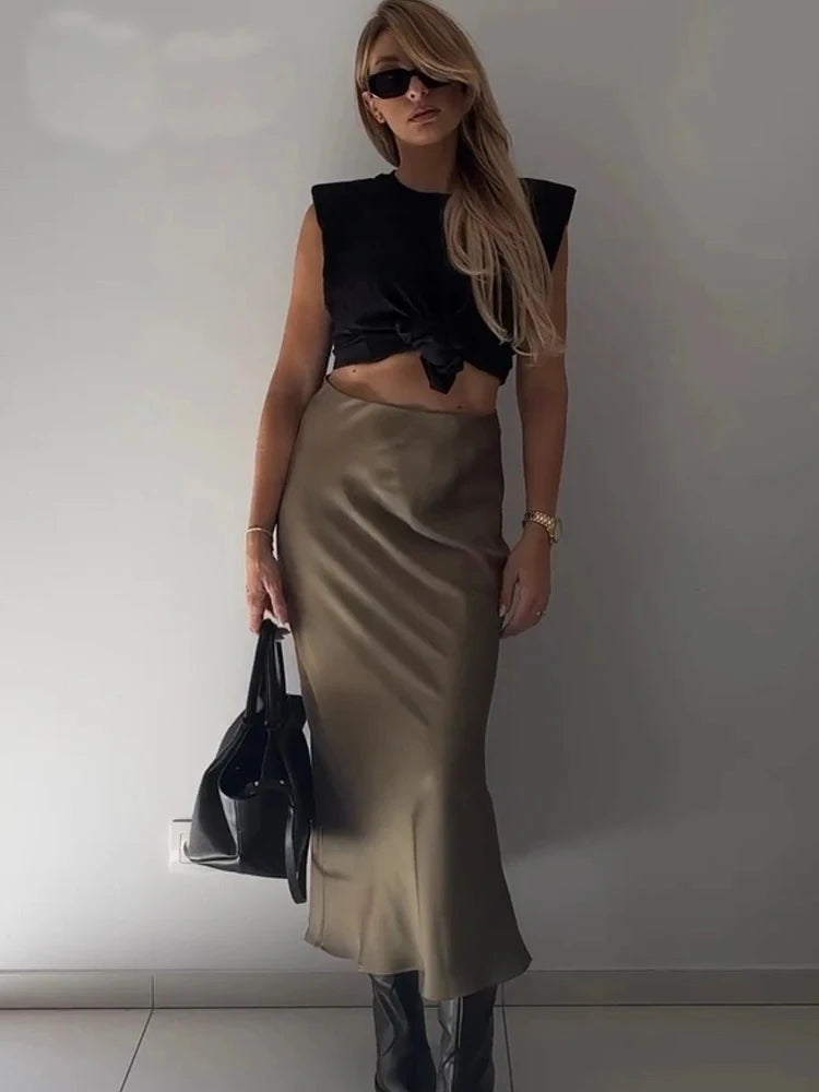 White High Waist Slim Maxi Skirt – Patchwork Summer Long Skirt